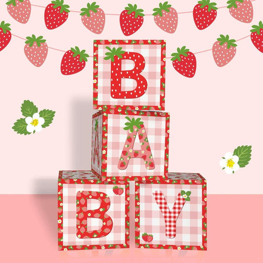 Strawberry Baby Shower Decorations Baby Boxes Banner Set